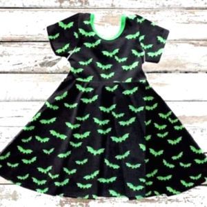 NEW BLACK WITH GREEN BATS DRESS